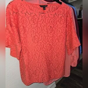 Banana Republic Vibrant Coral Lace Blouse Sz S